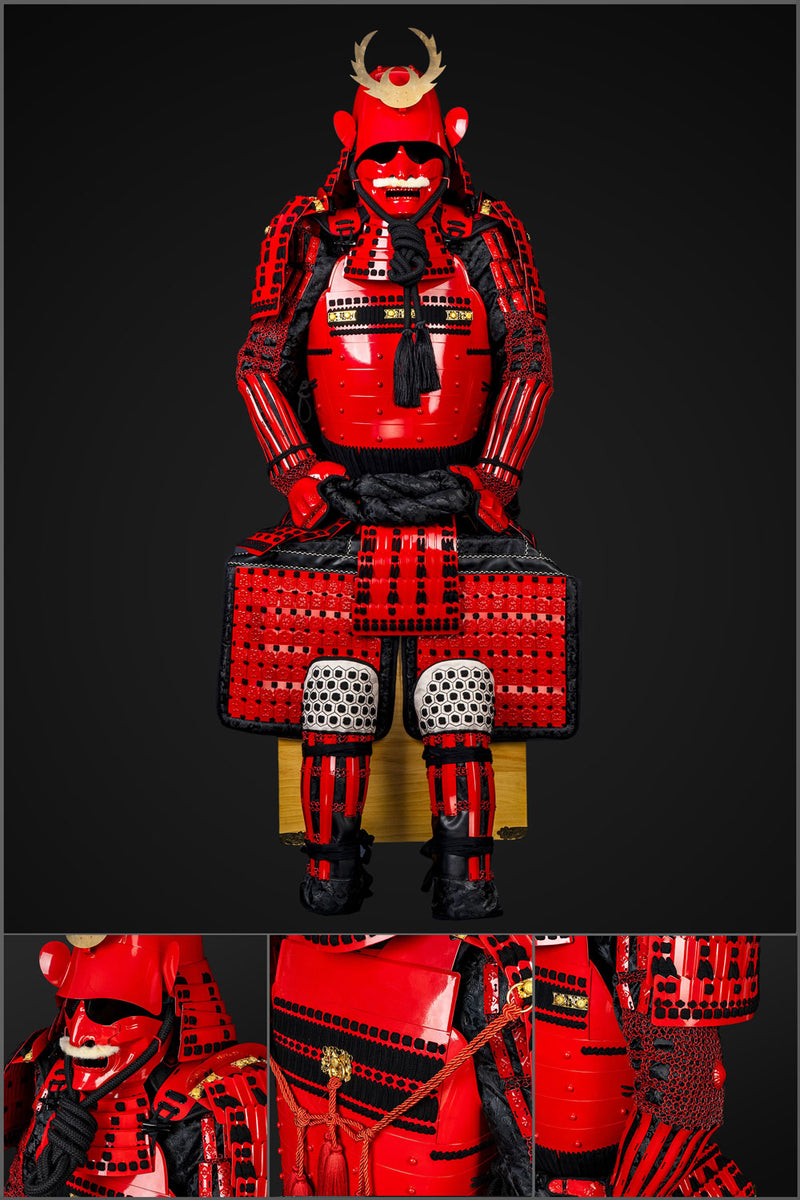 Handmade Tokugawa Clan Red Samurai Armor, Full-Size Yoroi, Japanese Wa 