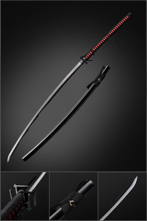 anime katana Odachi zangetsu ichigo bankai sword Black Blade 1060 carbon steel bleach ichigo kurosaki-QQ0130z