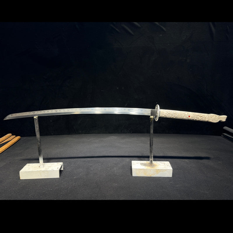 Hand Forged Japanese Samurai Katana Sword Honsanmai Clay Tempered Bone 