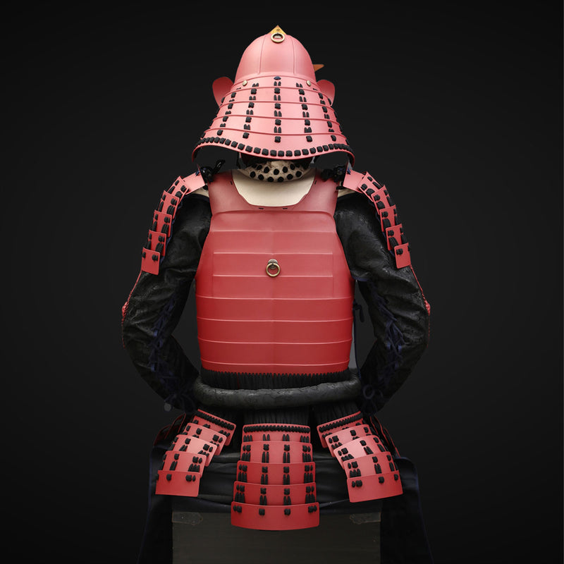 Handmade Life-Size Red Iyozane Japanese Samurai Armor Yoroi 