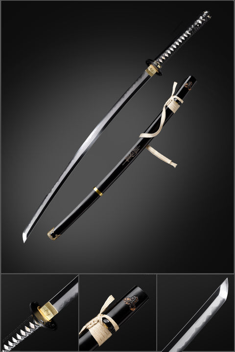 Kill Bill Handmade Katana with T10 Clay Tempered Steel Blade and Iron Tsuba

