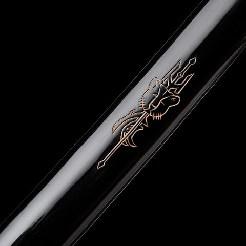 Side view of the full tang katana, highlighting its balance and craftsmanship


