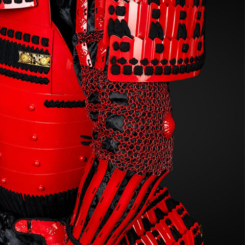 Armor express style, blending modern design elements with traditional samurai armor to create a stylish, fast-moving protective suit that adapts to the battlefield.

