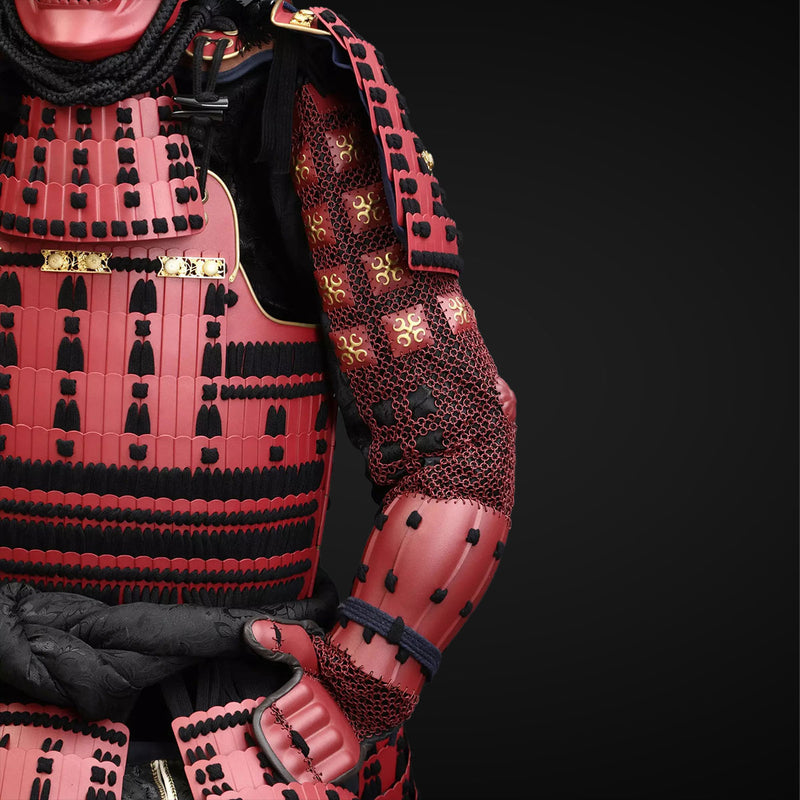 Handmade Life-Size Yoroi,Red Arima Clan Samurai Armor Set with Kuro Ku ...
