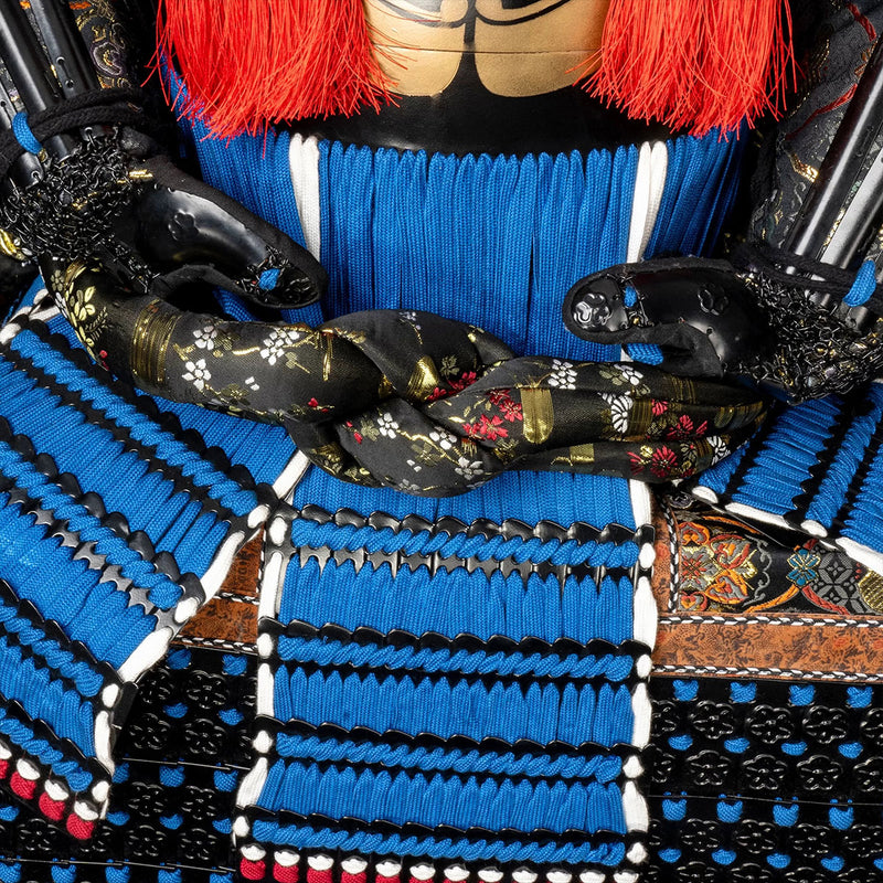 Handmade Life-Size Oda Clan Samurai Armor – Kachi Blue & Black Yoroi 