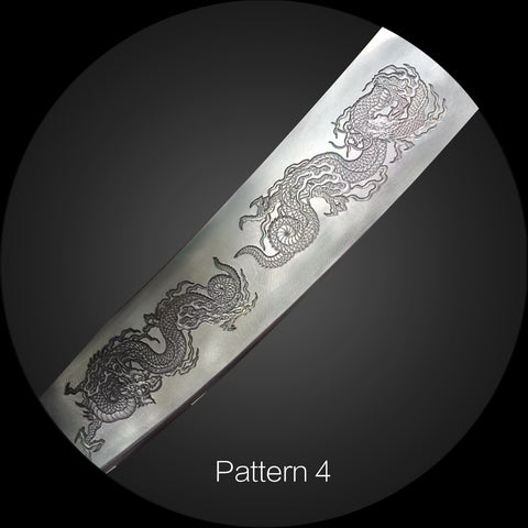 Damascus Steel Katana Featuring 3D Carving Details	