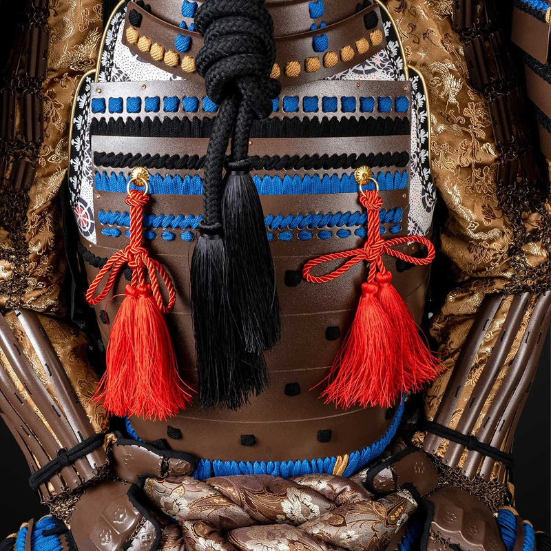 Handmade Life-Size Oda Clan Kachi Samurai Armor – Brown & Golden Yoroi 