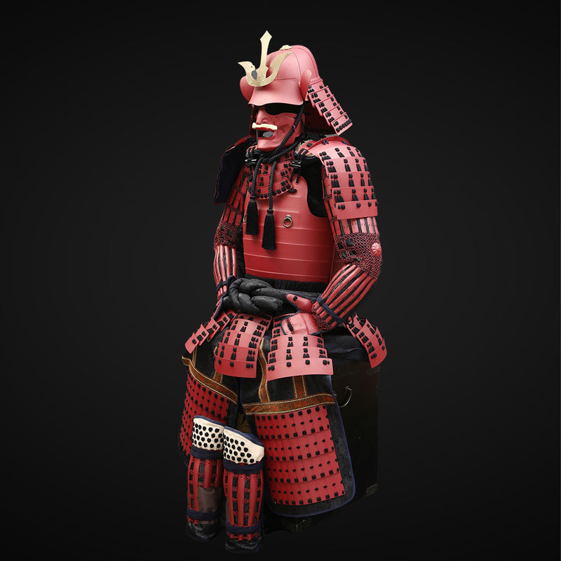 Handmade Life-Size Red Iyozane Japanese Samurai Armor Yoroi 