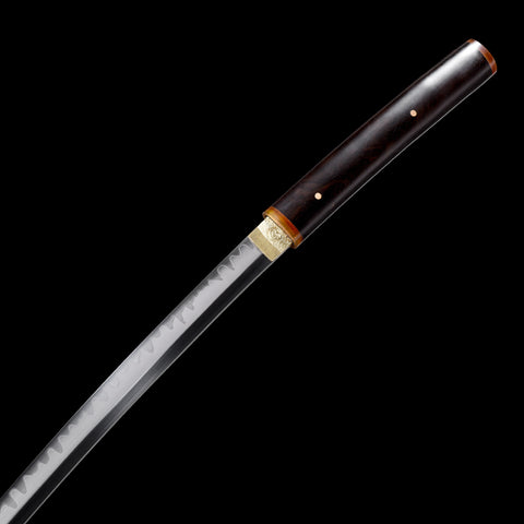 The elegant and durable copper guard on the Ebony Wood Saya Katana highlighted in this image.

