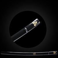 Gold pattern on black base ninja saya with Buffalo Horn