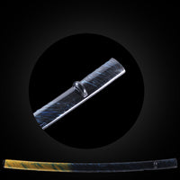 Blue pattern with gold and black gradient base saya with Buffalo Horn