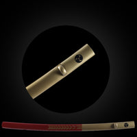 Dark red with gold wheat pattern saya with gold Buffalo Horn