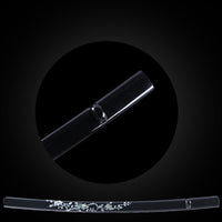 Colorful flowers on black base saya with Buffalo Horn