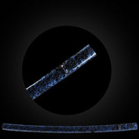 Dark Blue patterned glossy Saya with Brown Buffalo Horn