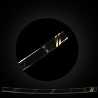 Golden striped Black patterned glossy Saya with Black Buffalo Horn