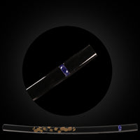 Shiny black lacquered saya with gold flower pattern and Blue Buffalo Horn