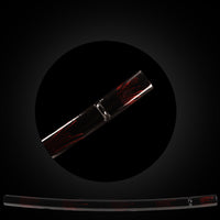 Glossy black lacquered saya with red flame pattern and black Buffalo Horn