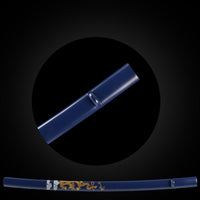 Deep blue with gold dragon pattern saya with Buffalo Horn