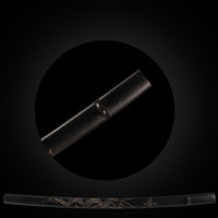 Black matte lacquered with carved dragon pattern saya with Buffalo Horn