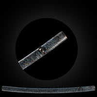 Black with gold silk on blue base saya with black Buffalo Horn