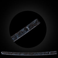 Blue pattern with red dots on black base saya with Buffalo Horn