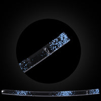 Black leather with blue fireworks pattern saya with Buffalo Horn