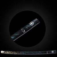 Gold-blue gradient pattern on black base saya with Buffalo Horn