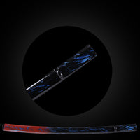 Blue pattern with red and black gradient base saya with Buffalo Horn.