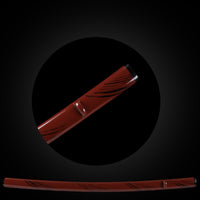 Black pattern with dark red base saya with Buffalo Horn