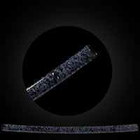 Blue pattern on black base painted saya with black Buffalo Horn