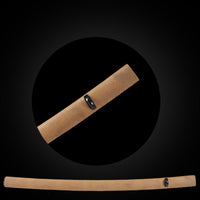 Earthy yellow fish-scale textured base saya with black Buffalo Horn