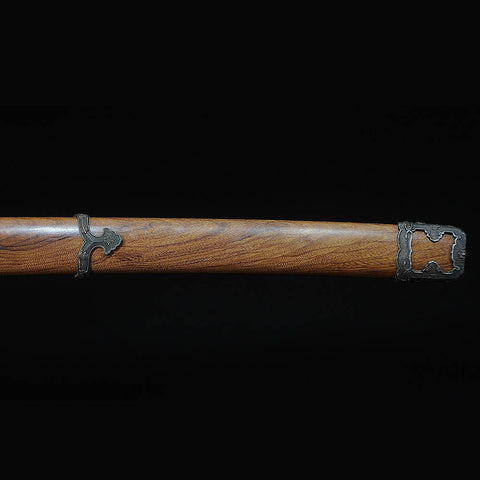 Battle-ready Sekiro katana with sharp red blade and hardwood saya

