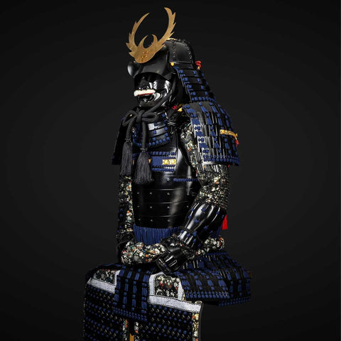 Handmade Black & Blue Samurai Armor with Body Armor Drink Ingredients Style

