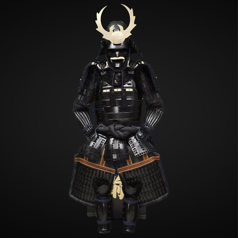 Handmade Life Size Yoroi,Tokugawa Clan Black Samurai Armor Set with He ...