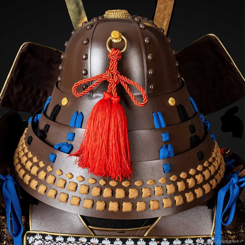 Handmade Life-Size Oda Clan Kachi Samurai Armor – Brown & Golden Yoroi 