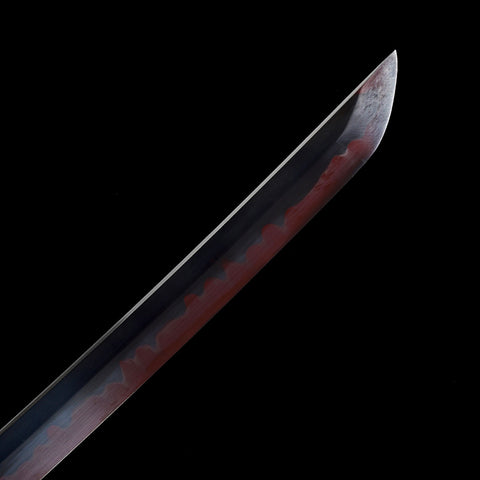 Sharp kissaki blade tip hand-polished to mirror finish