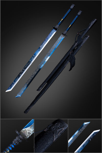 Handmade Chinese Azure Nature & Ocean Wave Tang Dao Sword | COOLKATANA