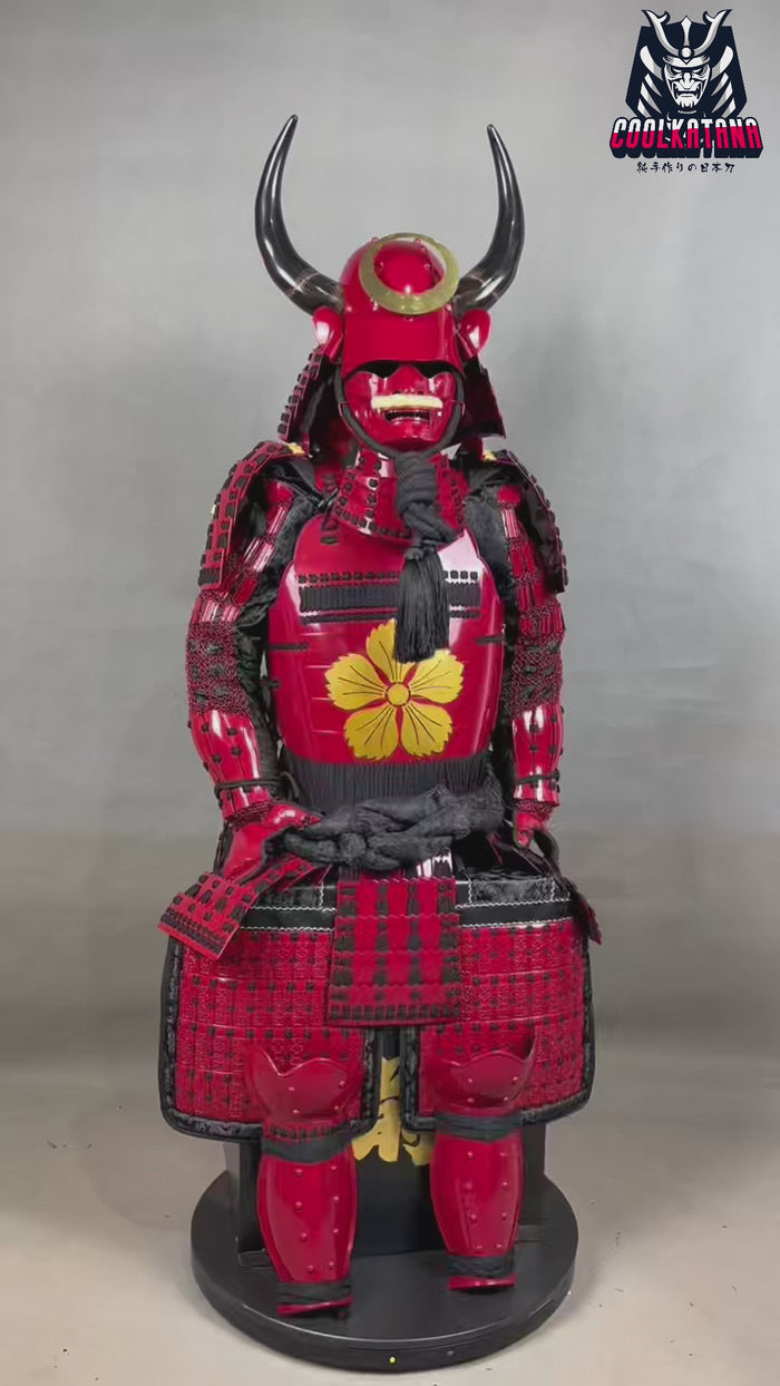 Handmade Life-Size Sanada Nobuyuki Clan Samurai Armor – Red Yoroi