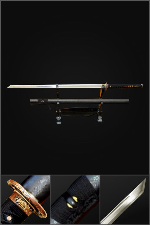 Hand Forged Japanese Ninja Sword Honsanmai Straight Blade Ninjato Kiriha Zukuri-COOLKATANA-SL-716-U