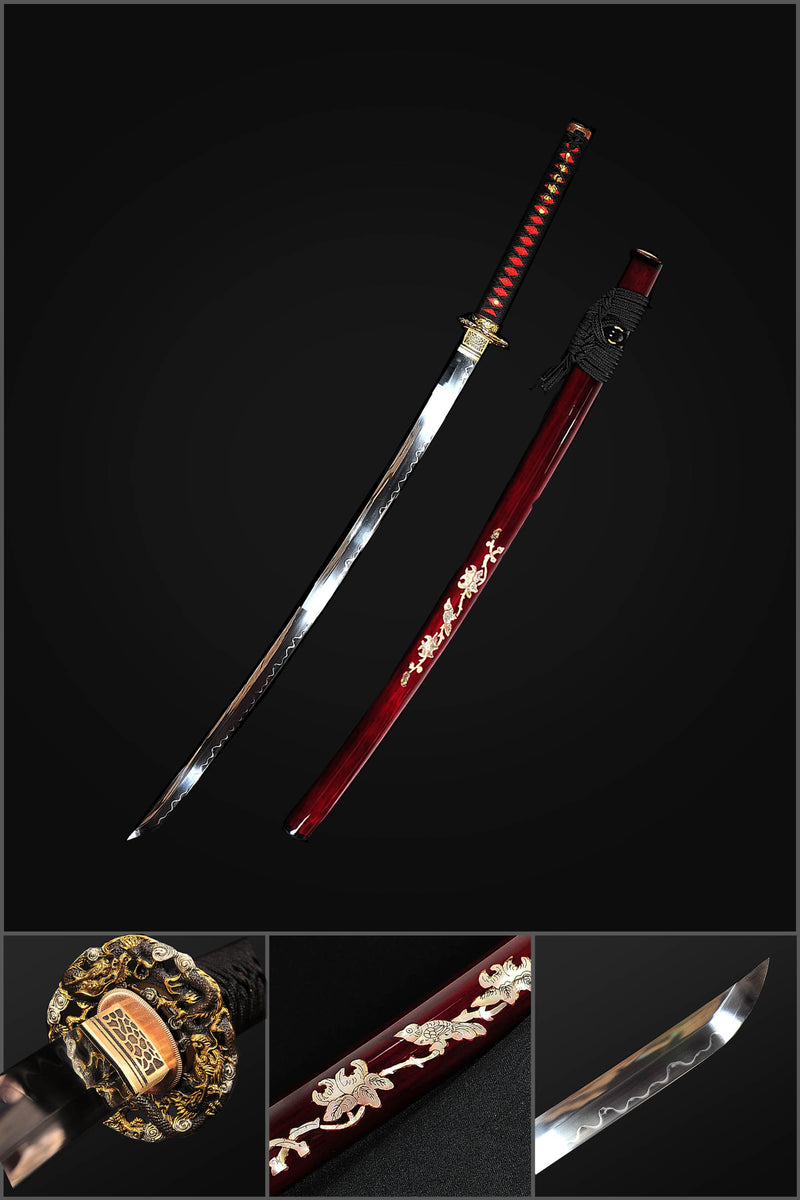 Hand Forged Japanese Samurai Sword Clay Tempered Katana With Shell Say 