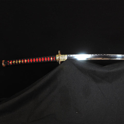 Hand Forged Japanese Samurai Sword Clay Tempered Katana With Shell Saya