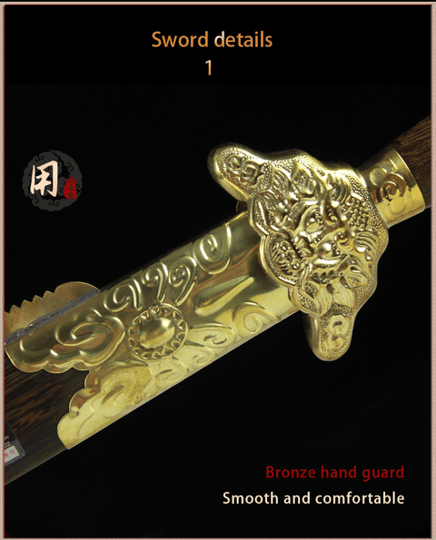 COOLKATANA Dragon Head Tai Chi Chinese Sword with Bronze Hand Guard