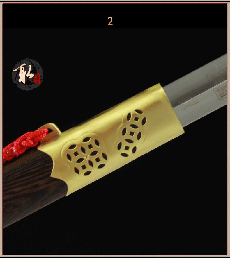 Handmade Chinese Sword Copper Coin Tai Chi Jian Longquan Sword Rosewood Scabbard - COOLKATANA 