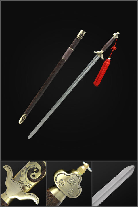 Handmade Chinese Sword Shenwu Alloy Tai Chi Jian Stainless Steel Sword Authentic Longquan Sword-COOLKATANA