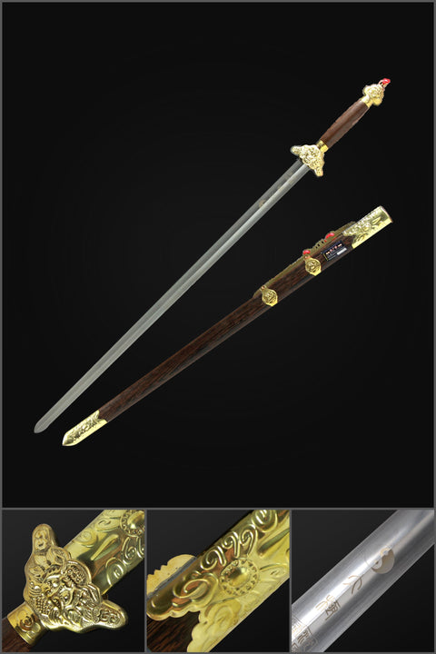 COOLKATANA Chinese Sword Dragon Head Tai Chi Jian Stainless Steel Martial Arts Sword Longquan Sword