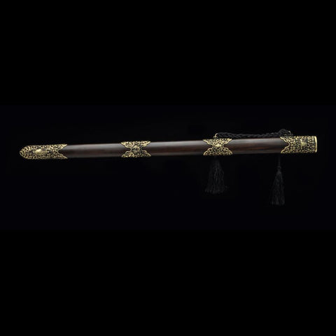 Handmade Chinese Sword Yin Yang Eight Immortals Jian Folding Steel Ebony Scabbard-COOLKATANA-SL-3072-U