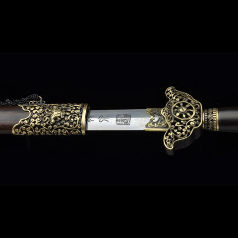 Handmade Chinese Sword Yin Yang Eight Immortals Jian Folding Steel Ebony Scabbard-COOLKATANA-SL-3072-U