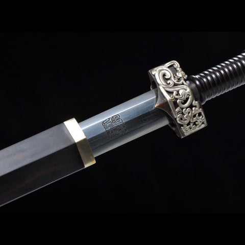 Handmade Chinese Sword Silver Dragon Han Jian Folded Steel Eight-sided Blade-COOLKATANA