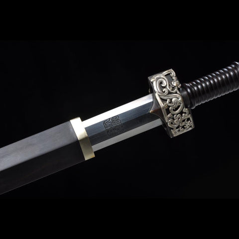 Handmade Chinese Sword Silver Dragon Han Jian Folded Steel Eight-sided Blade-COOLKATANA