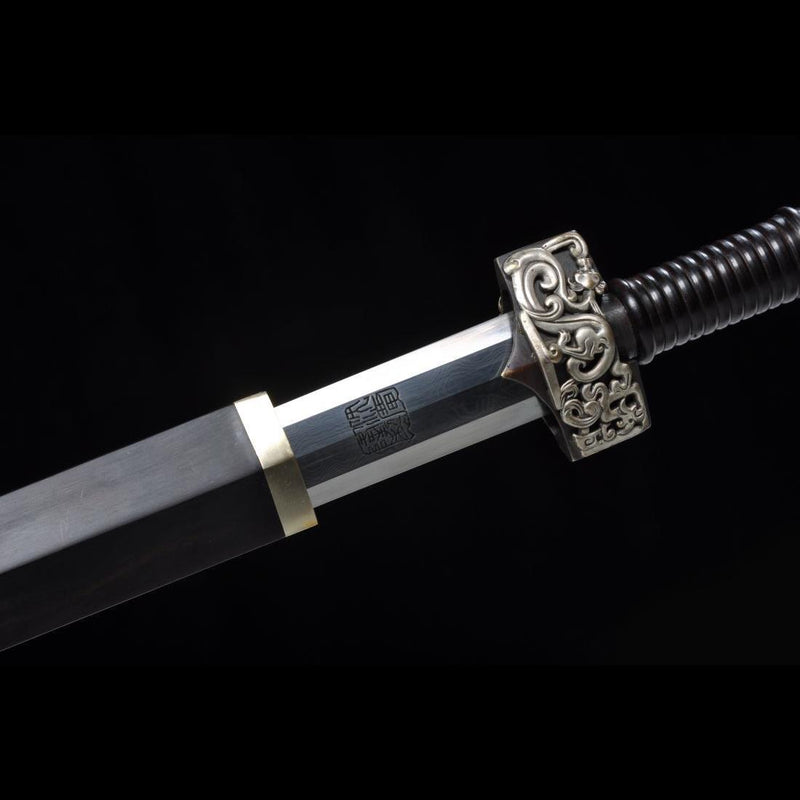Handmade Chinese Sword Silver Dragon Han Jian Folded Steel Eight-sided Blade - COOLKATANA 
